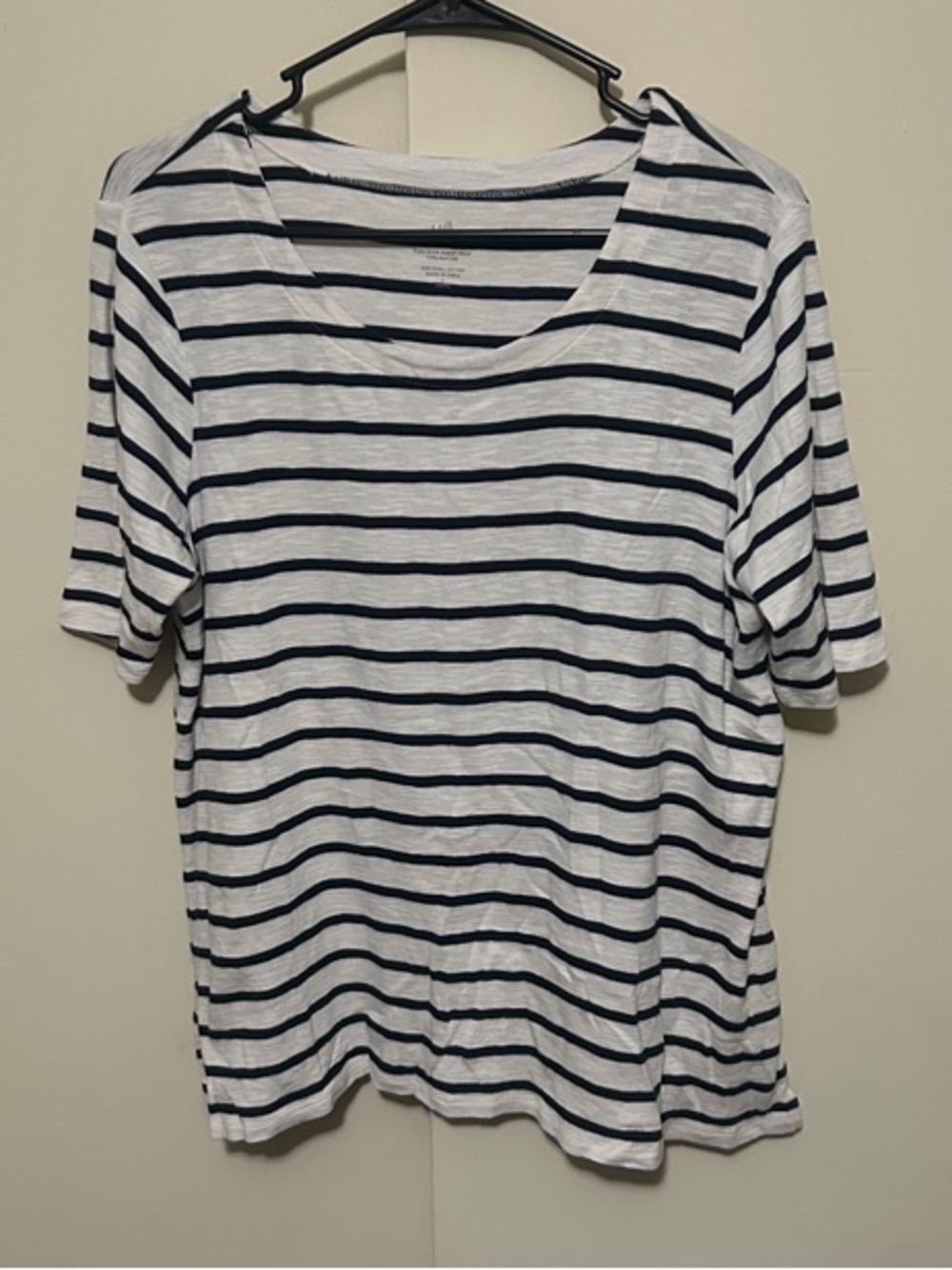 J. Jill White and Navy Striped Short Sleeve Tee